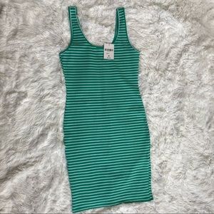 🍭Forever 21 Green & White Striped Dress NWT